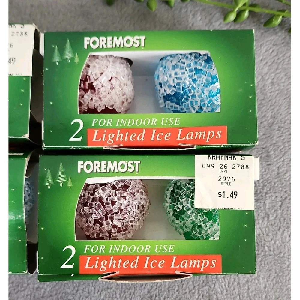 8 Vintage Snowball Frosted Lighted Ice Christmas Bulbs Tested Working Iced